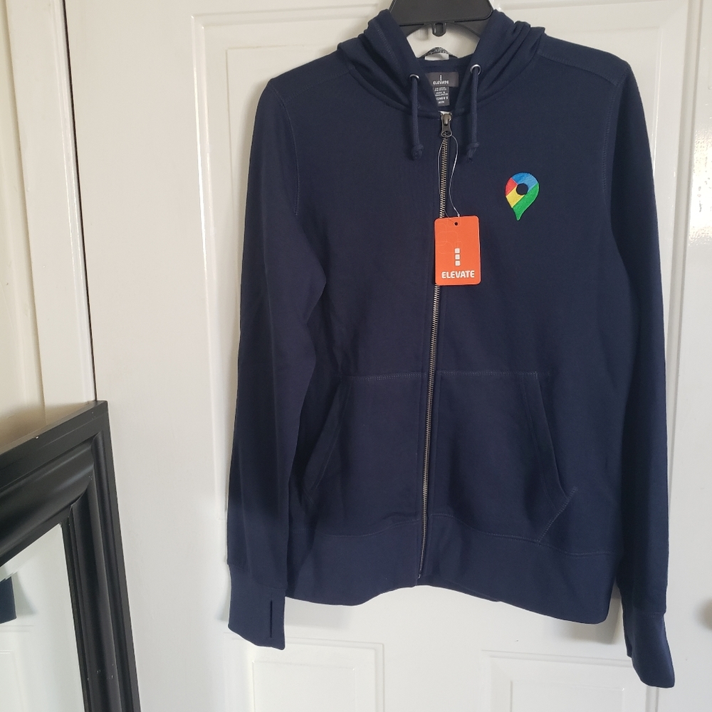 NWT Elevate Womens GOOGLE Logo Blue Hoodie Sweater M